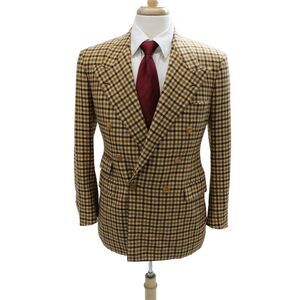 Partito Mens Blazer Brown Check Polyester Button Size 40